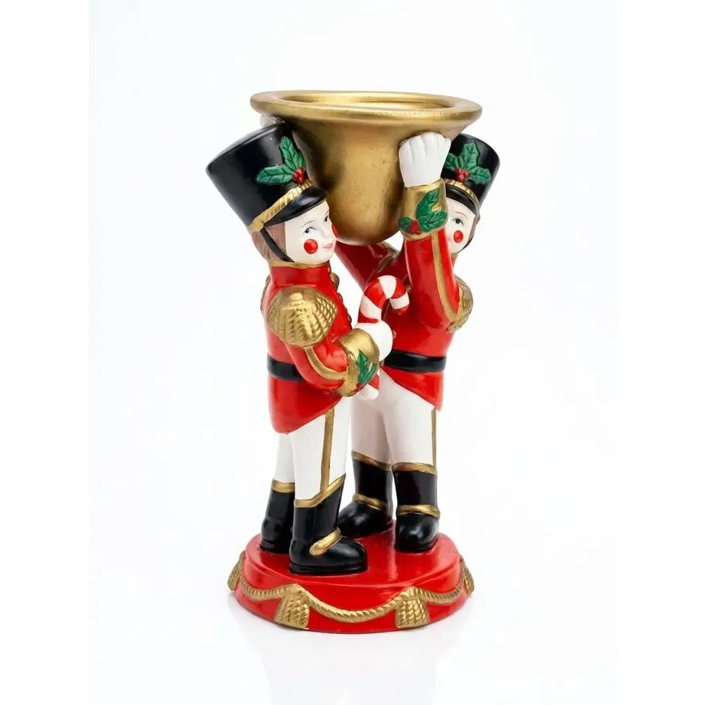 Vintage Ceramic Toy Soldier Candle Holder, Christmas Nutcracker Retro Candy Dish